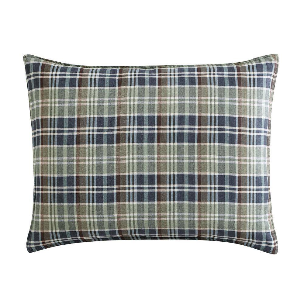 Full Navy Plaid Reversible Microfiber Comforter Set