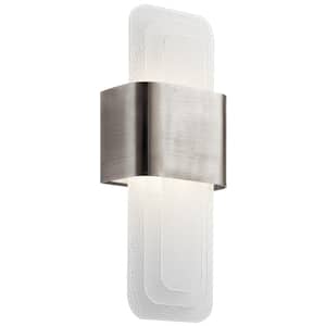 Serene 16-Watt Classic Pewter Integrated LED Bathroom Indoor Wall Sconce Light with Textured White Vitro Mica Diffuser
