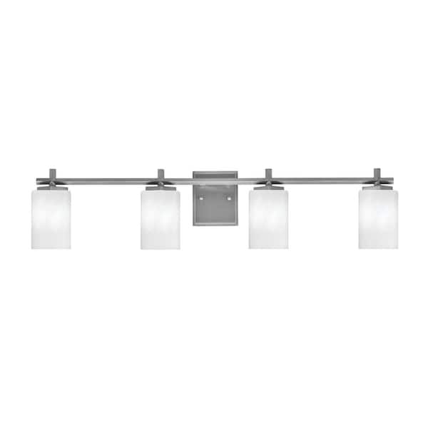 Unbranded Bridgewater 35.25 in. 4 Light Vanity Light Graphite with 4 in. White Marble Glass Shades, No Bulbs Included