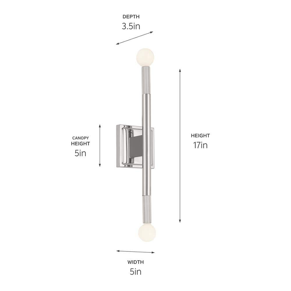 Odensa 17 Inch Polished Nickel 2-Light Wall Sconce