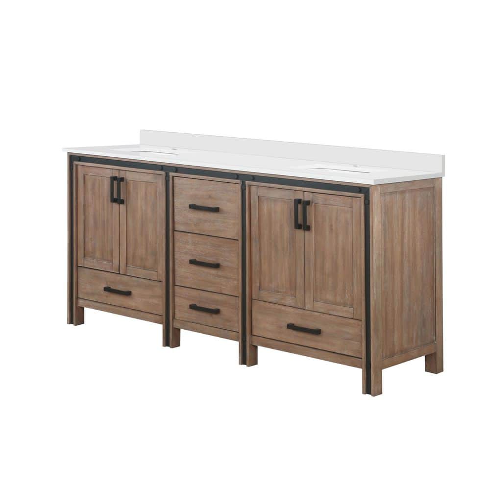 Rustic Barnwood 72" Double Vanity with Cultured Marble Top