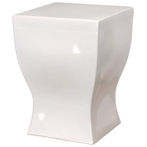 Emissary 17.5 in. H White Square Ceramic Garden Stool