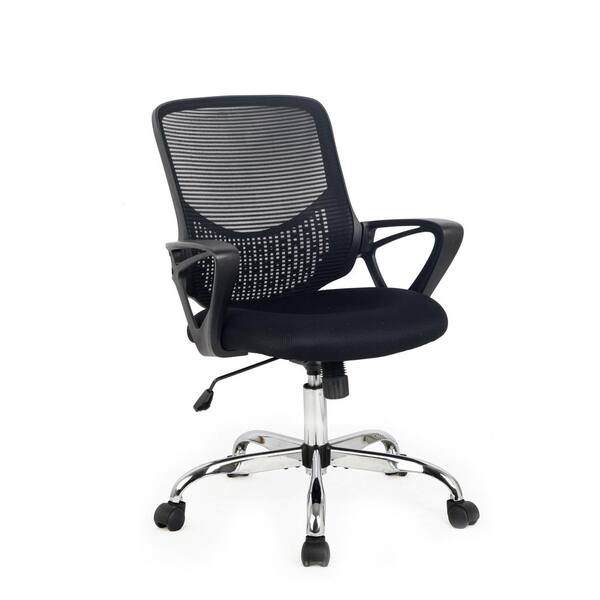 HODEDAH 23.6 in. Width Standard Black Fabric Ergonomic Chair with Wheels