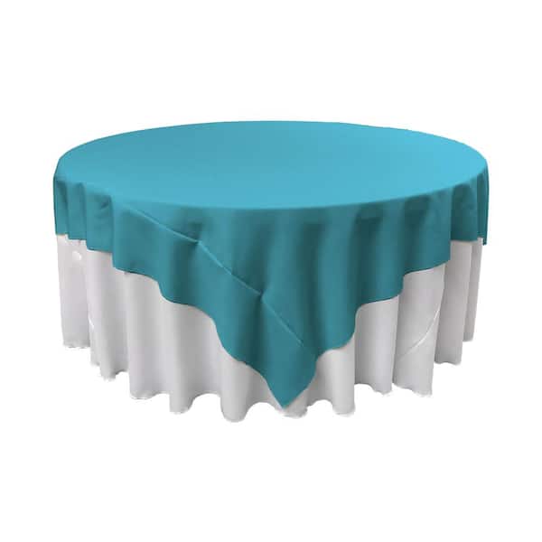 LA Linen 72 in. x 72 in. Dark Turquoise Polyester Poplin Square Tablecloth