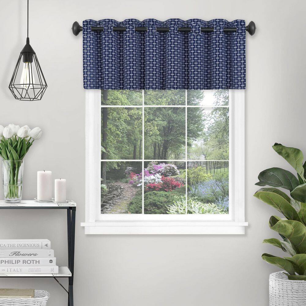 Navy Textured Light Filtering Rod Pocket Valance