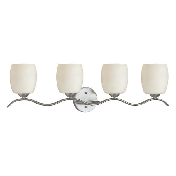 Unbranded Maria 4-Light Brushed Nickel Bath Vanity Light with Satin Opal Glass