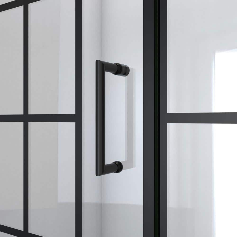 Toulon 58" Satin Black Frameless Hinged Tub Door