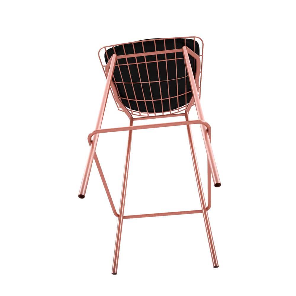 Madeline 42" Rose Pink Gold and Black Industrial Chic Barstool Set