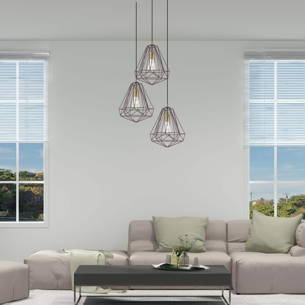 Contemporary Bronze Geometric Mini Pendant Light