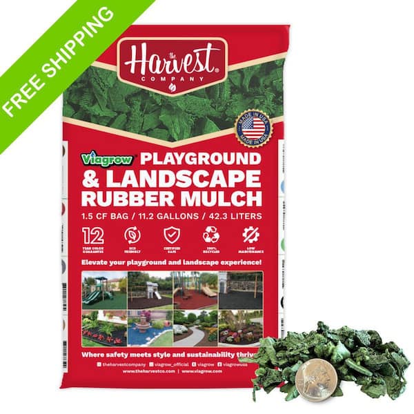 Viagrow 1.5 cu. ft. / 42.3 L Green Rubber Mini-Nuggets Bagged Mulch for Landscape and Playground (1-Pack)