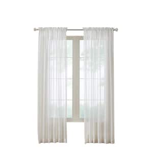 Rhapsody Voile Eggshell Polyester Smooth 104 in. W x 84 in. L Rod Pocket Indoor Sheer Curtain (Single Panel)
