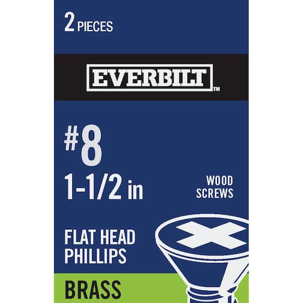 # 8 X 1 1/2-Inch Brass Flat Head Phillips Wood Screws 2-Pack