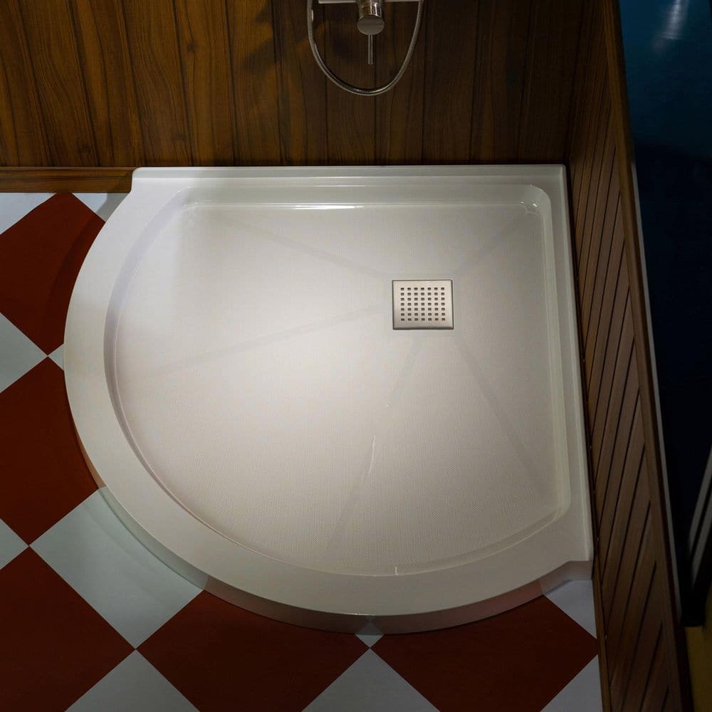 36 in. L x 36 in. W Round Corner Shower Pan Base in White with Corner Drain price history on PriceWatchPro