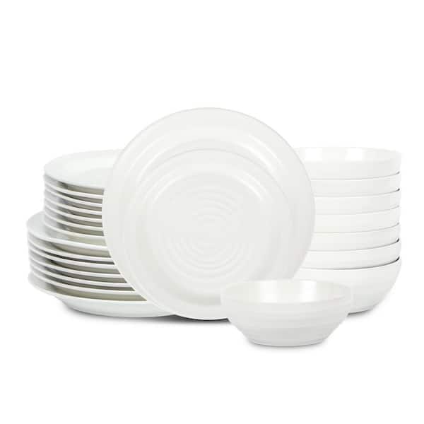 STONE LAIN Orbit 24-Piece White Stoneware Dinnerware Set (Service for 8)