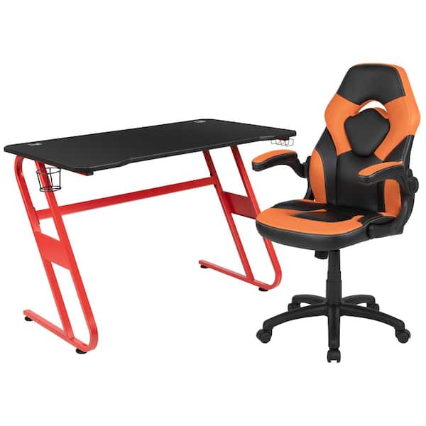 Carnegy Avenue 51.5 in. Red Gaming Desk and Chair Set