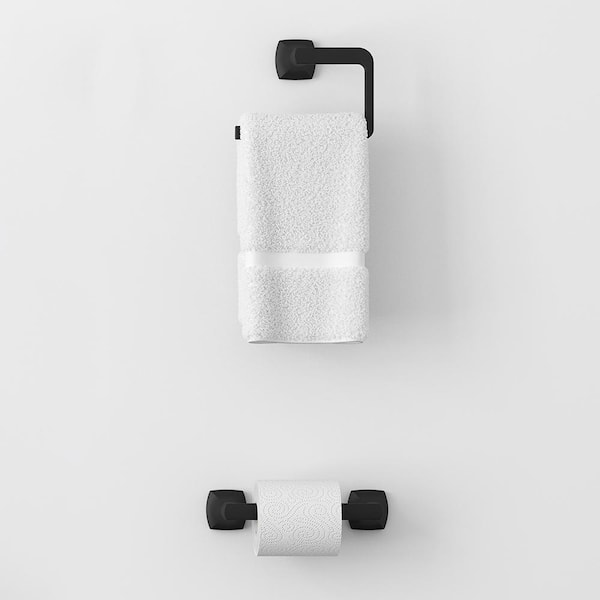 Vaneri Wall Mount Single Post Pivot Toilet Paper Holder in Matte Black