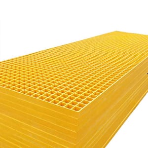 2 ft. x 4 ft. x 1 in. Fiberglass Molded Grating, 1.5 in. x 1.5 in. x 1 in., Yellow