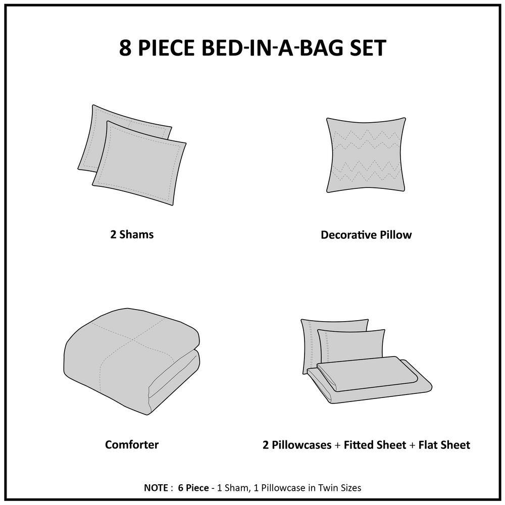 King Blue Microfiber Reversible Bed in a Bag Set