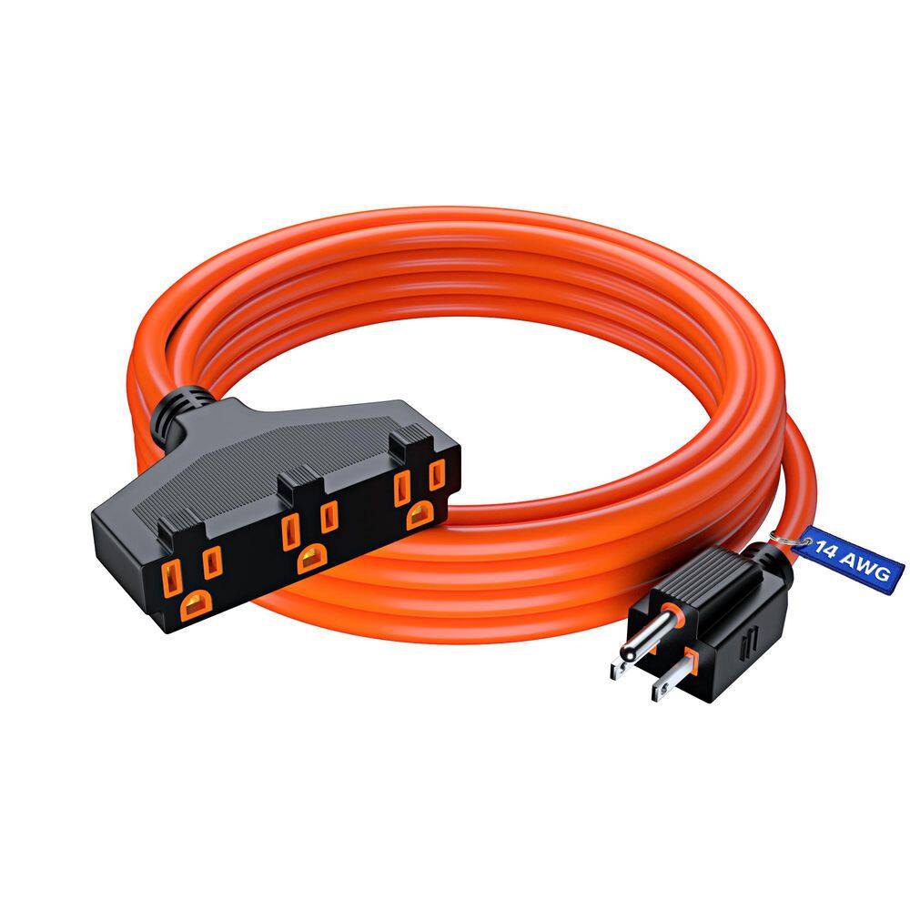 15 ft. 14 / 3 Medium / Heavy Duty Indoor T-Shaped Extension Cord 3-Outlet 15 Amps Orange price history on PriceWatchPro