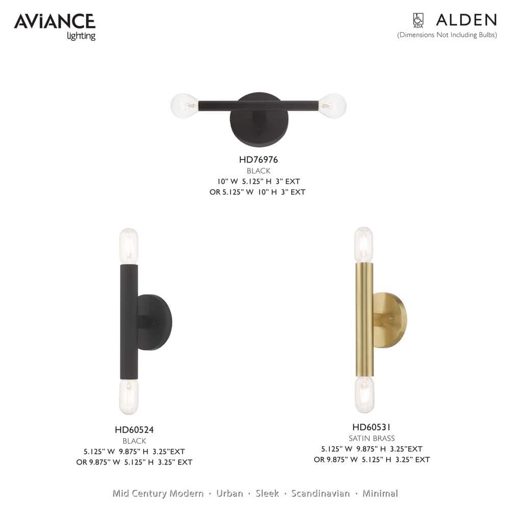 Copenhagen Dual-Light Black Steel ADA Wall Sconce