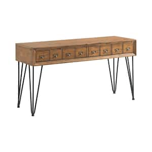 Tanner 54 in. Light Walnut Standard Rectangle Wood Console Table with Drawers