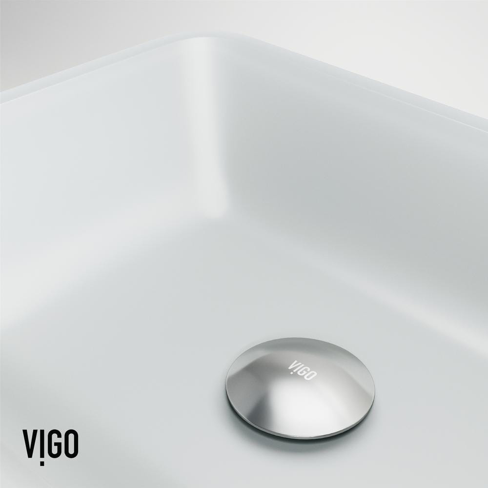 Sottile 18" Frosted Glass Rectangular Above-Counter Vessel Sink - White