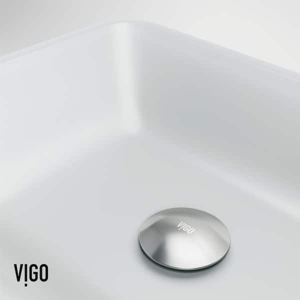 x Sink Home - Bathroom in. L VIGO Matte 4 18 in. Rectangular Shell Sottile 13 W White The Glass Depot x VG07114 Vessel in. H