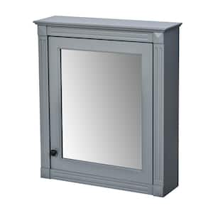 24 in. W x 28 in. H Wall Mounted Rectangular MDF Medicine Cabinet with Mirror in Gray, Adjustable Shelves