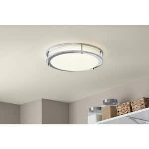 Flaxmere 14 in. Modern Chrome 3 CCT Integrated LED Flush Mount for Kitchens or Bedrooms