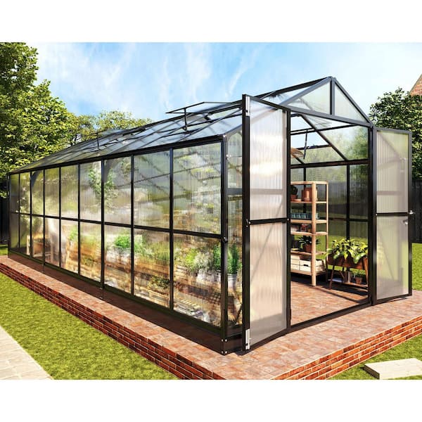 95 in. W x 209 in. D x 83 in. H Polycarbonate Greenhouse Black