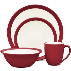 Colorwave Raspberry 4-Piece (Cherry) Stoneware Curve Place Setting, Service for 1