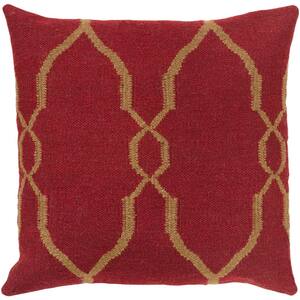 Belebey Red Geometric Polyester 22 in. x 22 in. Throw Pillow
