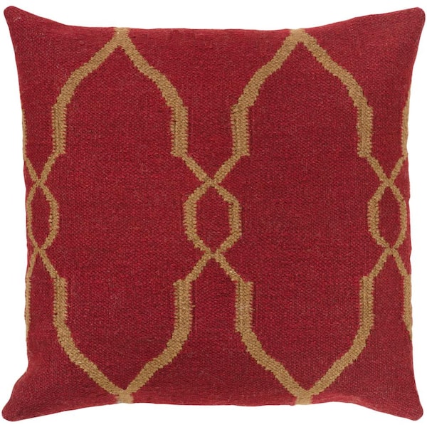 Livabliss Belebey Red Geometric Polyester 22 in. x 22 in. Throw Pillow