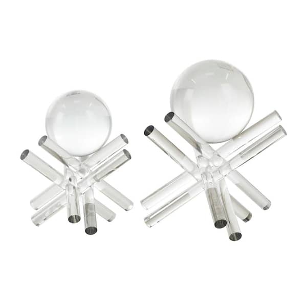 Litton Lane Clear Crystal Jack Inspired Abstract Sculpture