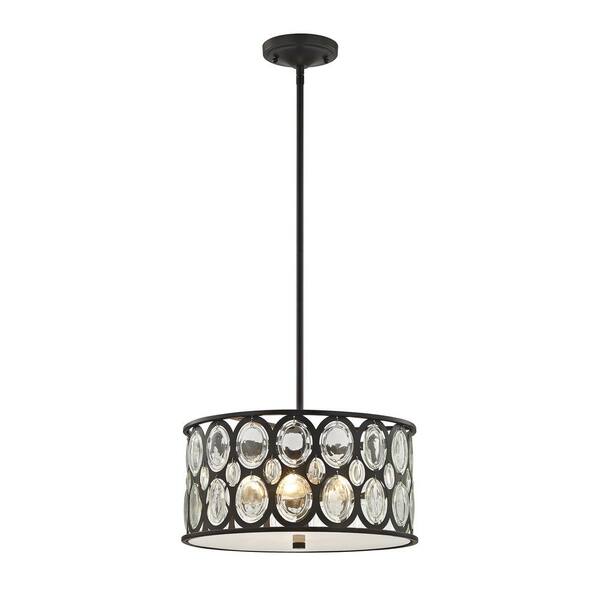 Titan Lighting Serai 3-Light Oil Rubbed Bronze Chandelier with Metal and Clear Glass Shade