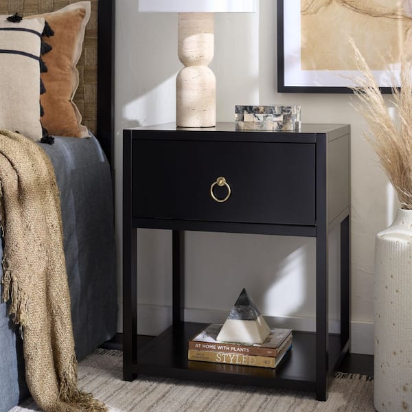 SAFAVIEH Sadie Black 1 Drawer Nightstand NST9201E - The Home Depot