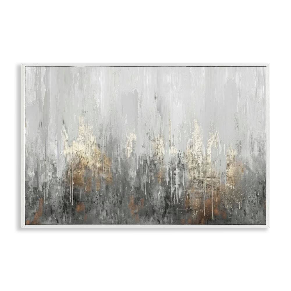 Grey Silver Abstract Drip by LSR Design Studio White Framed Abstract Giclee Art Print 12 in. x 18 in. price history on PriceWatchPro
