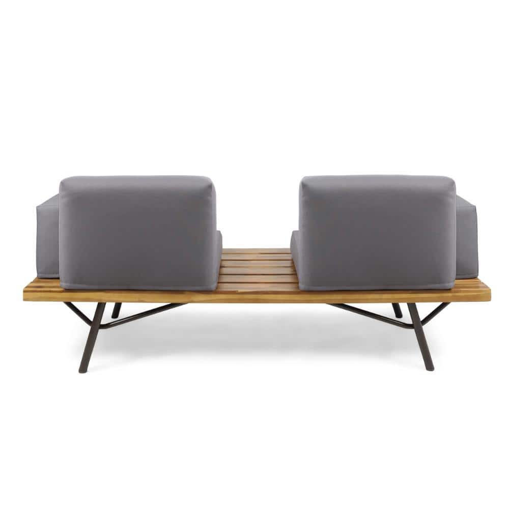 Two gray outdoor sofa sections on a white background.