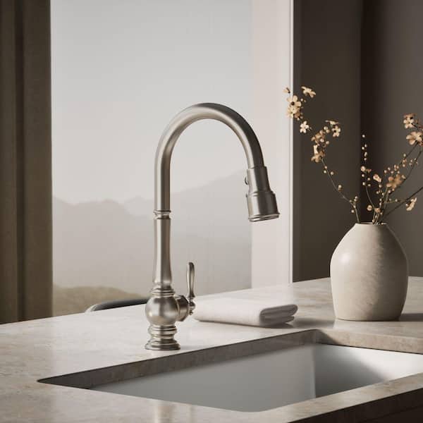 Artifacts Single-Handle Kitchen Sink Faucet with Konnect and Voice-Activation in Vibrant Stainless