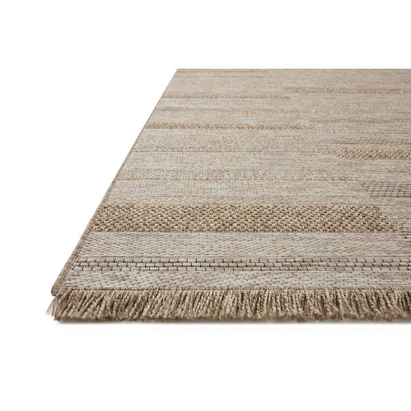 Dawn 18 in. x 18 in. Natural Stripe Indoor/Outdoor Sample Area Rug