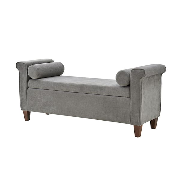 Jayden Creation Amalia Grey 54 Traditional Upholstered Storage Bench