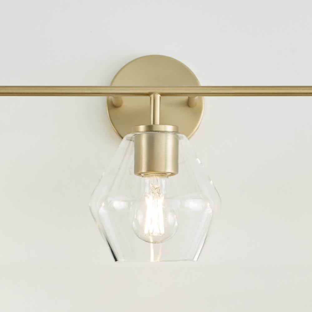 Jett 26" Satin Brass and Clear Glass Vanity Light