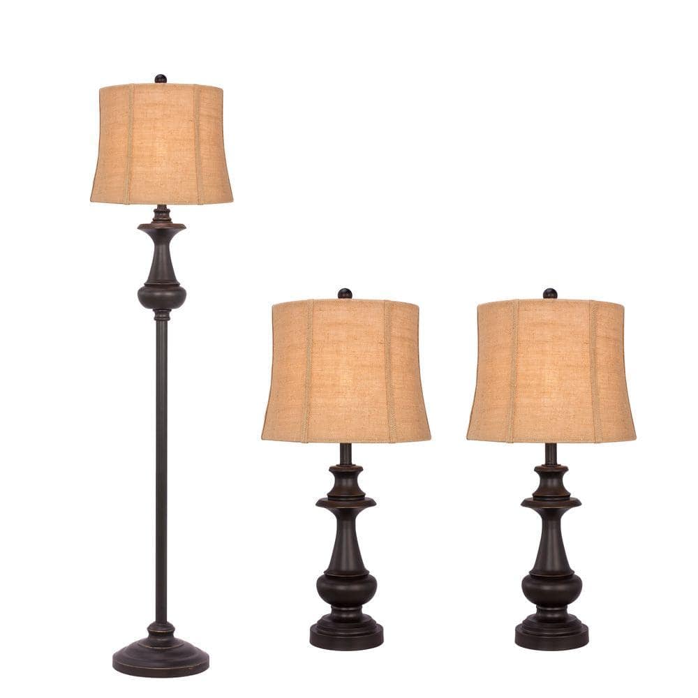 Fangio Lighting Madison Bronze Metal Lamp Set (3-Piece) 1486 - The Home ...