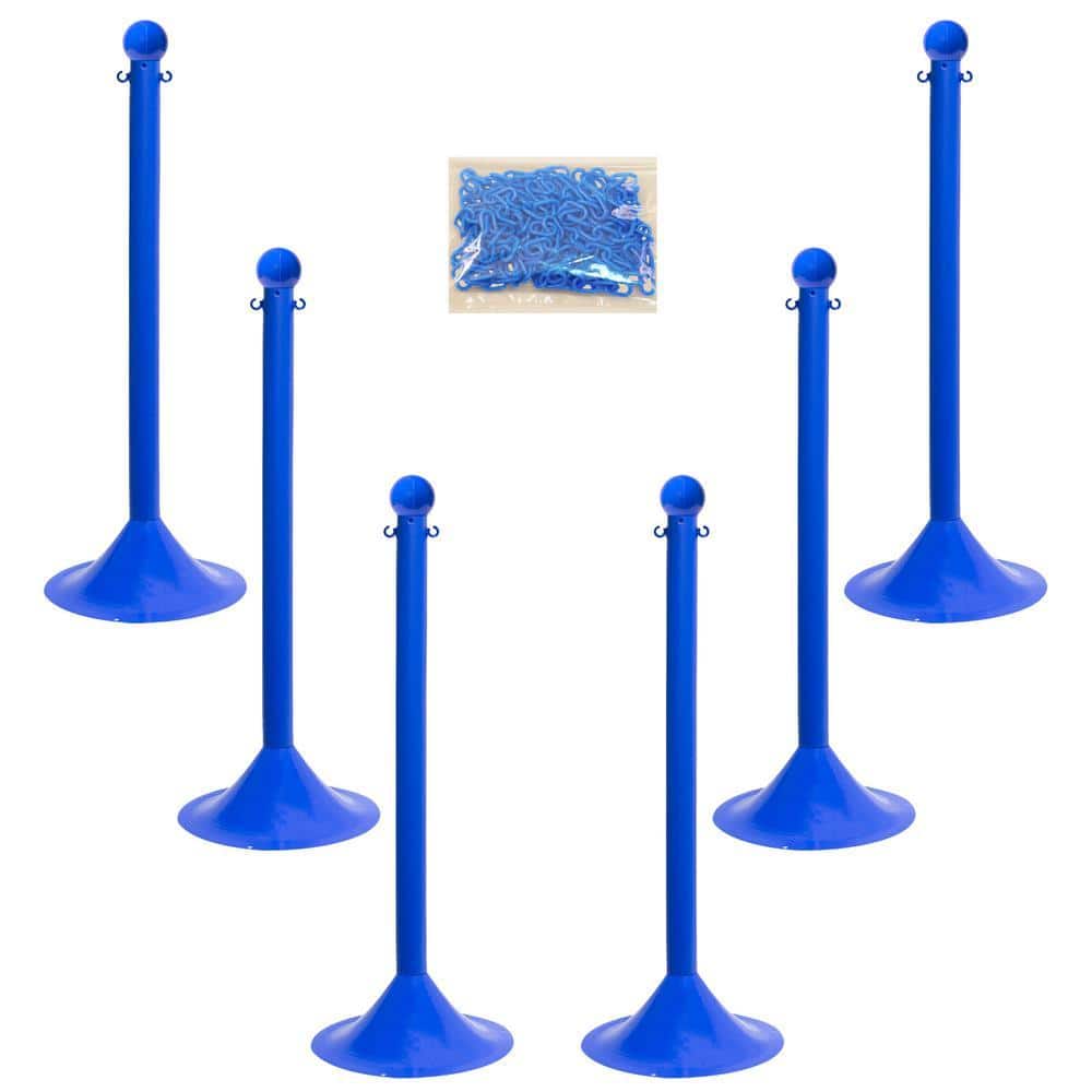 Mr. Chain 2 in. Light Duty Stanchion and Chain Kit in Blue 71006-6 ...