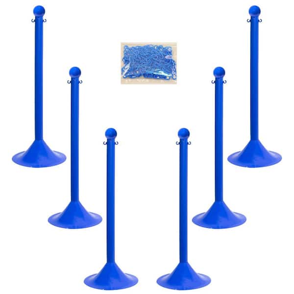 2 in. Light Duty Stanchion and Chain Kit in Blue