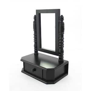 Mariana 20 in. Black Traditional, Drawer Table Mirror