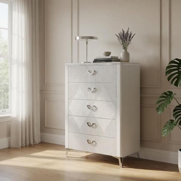 modern white tall dresser Apollo in Oak - Solid Wood The surface with paint finish Ivana Tall Dresser Chest with