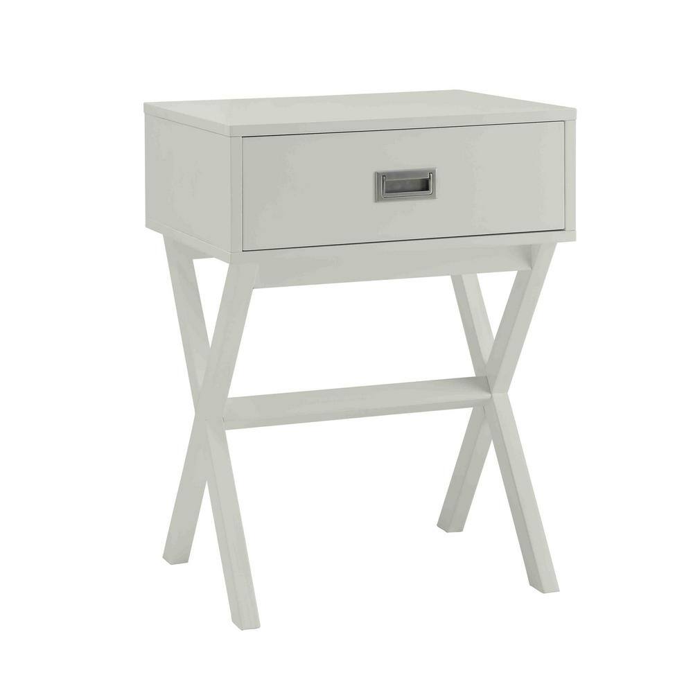 Landon Modern White Wood End Table with Concealed Drawer