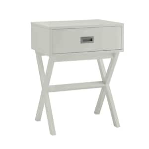Designs2Go Landon 19 in. White Standard Rectangle Wood End Table with 1-Drawer