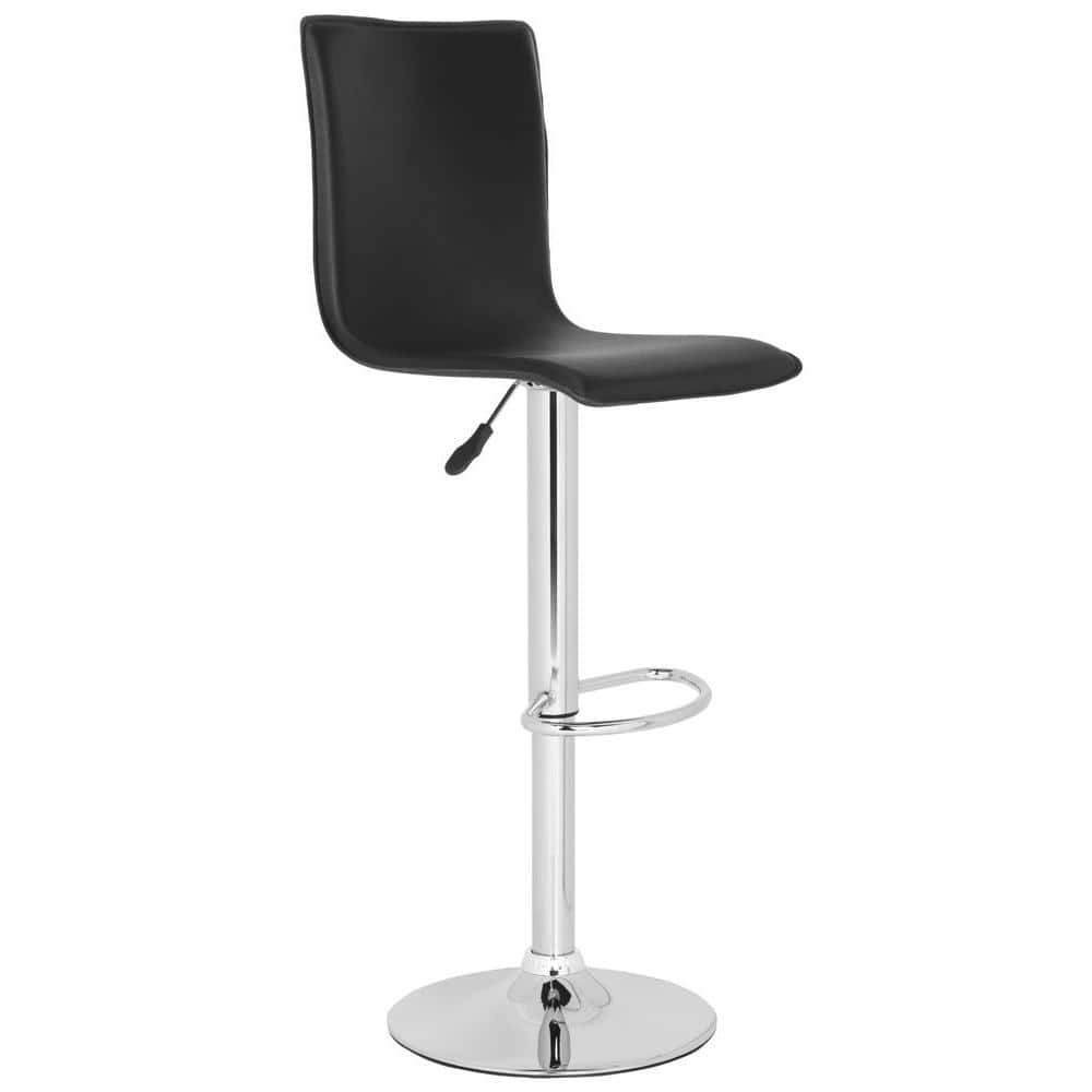 Magda Black Adjustable Swivel Bar Stool with Chrome Frame
